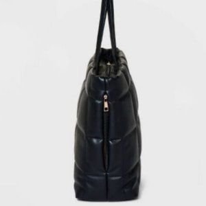 NWT New with Tags Athleisure Soft Tote Handbag - A New Day Black Quilted 13X18.5